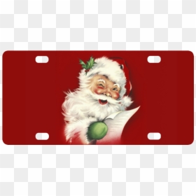 A Beautiful Vintage Santa Claus Classic License Plate - Santa Claus Pictures Round, HD Png Download - vintage santa claus png