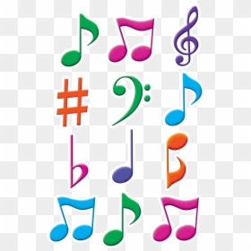 Color Full Music Notes Cartoon, HD Png Download - music notes emoji png