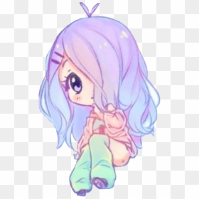 #chibigirl #chibi #girl #cute #purple #pastel #lavender - Anime Girl Chibi Drawings, HD Png Download - chibi girl png