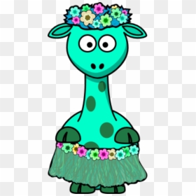 Giraffe Flowers Hula Dress - Cartoon Giraffe Wedding Dress Clipart Png, Transparent Png - dress vector png