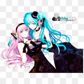 2 Anime Girl With Blue Hair And Pink Hair, HD Png Download - megurine luka png