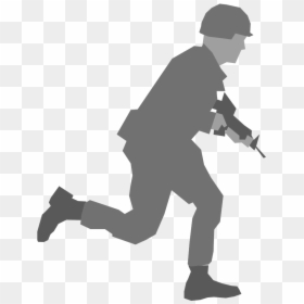 Soldier Running With Gun, HD Png Download - baseball player silhouette png