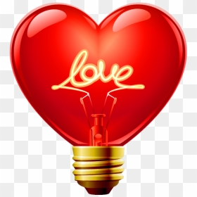 Red Heart Clipart Light - Heart Light Bulb, HD Png Download - red heart clipart png