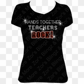 Hands Together Teachers Rocks Rhinestone T-shirt Design - Blouse, HD Png Download - hands together png