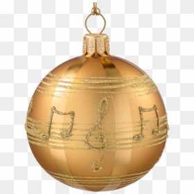 Glass Bauble Gold-coloured With Musical Notes, 10 Cm - Christmas Ornament With Musical Notes, HD Png Download - christmas music notes png