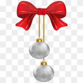 #mq #red #silver #bow #christmas - Hanging Christmas Tree Ornament Png, Transparent Png - silver bow png