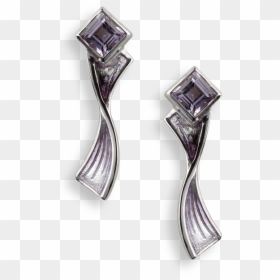 Nicole Barr Designs Sterling Silver Bow Earrings-purple, - Crystal, HD Png Download - silver bow png