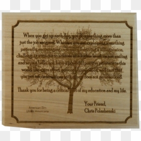 Thank You Plaque Custom Engraving With Tree Image - Commemorative Plaque, HD Png Download - chris wood png