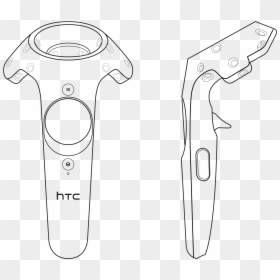 Vive Controllers Technical Drawing White Blank - Line Art, HD Png Download - htc vive controller png
