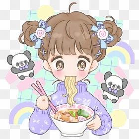 Anime Food Png - Anime Girl Eating Ramen, Transparent Png - anime food png