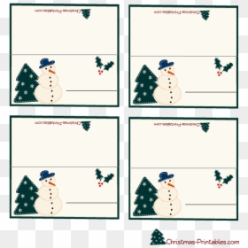 Place-cards With Snowflakes, Snowman And Christmas, HD Png Download - table setting png