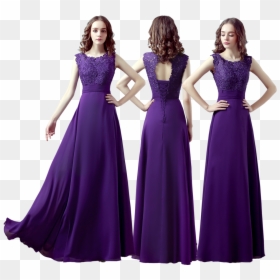Cadbury Purple Lace Chiffon Long Maxi Evening Wedding - Robe De Soirée Longue Violet, HD Png Download - purple lace png