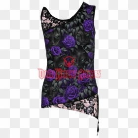 Purple & Black Lace Tank Top , Png Download - Purple Gothic Shirt Womens, Transparent Png - purple lace png