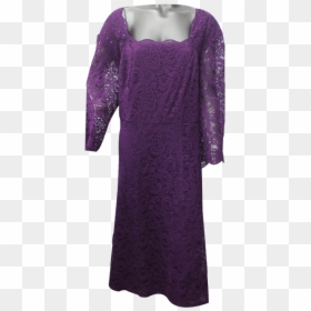 Women Lace Dress Slash Neck Stitching Color Purple - Gown, HD Png Download - purple lace png