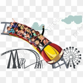 Transparent Roller Coaster Clip Art - People Riding On A Roller Coaster Clipart, HD Png Download - amusement park png