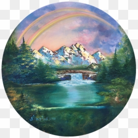 Rainbow In Mountains - Transparent Watercolor Circle Landscape, HD Png Download - rainbow watercolor png