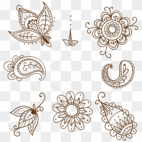 Line Arts,floral Design,coloring Book,circle,plant,black - Henna Tattoo Pattern Png, Transparent Png - motif png