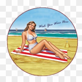 1950 Wish You Were Here Postcard, HD Png Download - bikini babe png