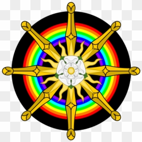 Rainbow White Rose Compass Wheel - Dharma, HD Png Download - rainbow rose png