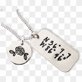 Sterling Mini Dog Tag Coordinate Necklace - Locket, HD Png Download - dog tag chain png