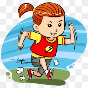 Running Cartoon Clip Art Girl Transprent Png - Girl Running Fast Clipart, Transparent Png - child running png