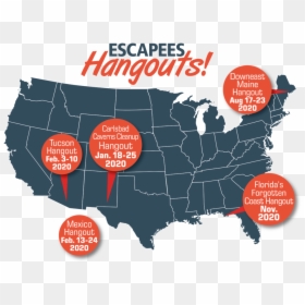 Map Of Upcoming Hangouts As Of December - Clean Map Of America, HD Png Download - hangouts png