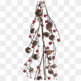 Berry Garland With Pine Cones And Snow - Christmas Tree, HD Png Download - snow pine tree png
