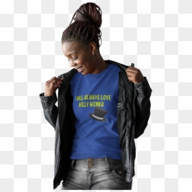 I Will Always Love Willy Wonka - Woman T Shirt Mockup Jacket, HD Png Download - black cancer ribbon png