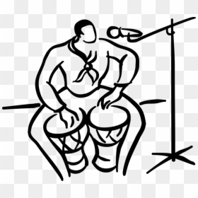Vector Illustration Of Musician Sings And Plays The - Drawing Of Someone Playing Bongos, HD Png Download - bongos png