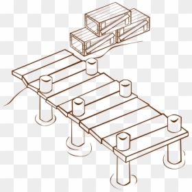 Boardwalk Clipart Fishing Pier - Drawing Of A Dock, HD Png Download - boardwalk png