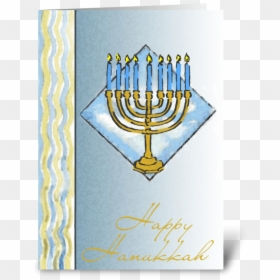Happy Hanukkah Menorah Card Greeting Card - Hanukkah, HD Png Download - hanukkah menorah png