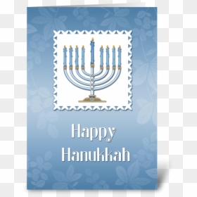Happy Hanukkah, Blue Menorah Greeting Card - Greeting Card, HD Png Download - hanukkah menorah png