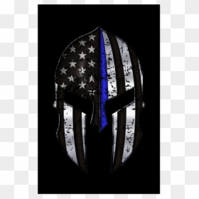 Thin Blue Line Flag Poster"  Class= - Thin Blue Line Spartan Mask, HD Png Download - blue line flag png