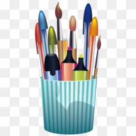 Pencil Clip Art Green Stripe Pen Container, HD Png Download - pencil clip art png