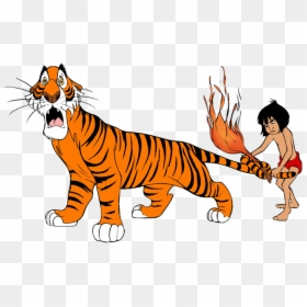 Louie, Kaa And Shere Khan Clip Art Disney Clip Art - Jungle Book Shere Khan Fire, HD Png Download - mowgli png