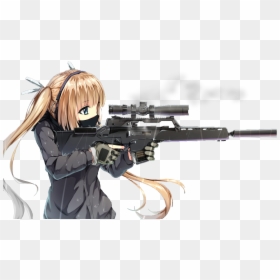 Transparent Cartoon Gun Png - Anime Girl With Gun Transparent, Png Download - anime gun png