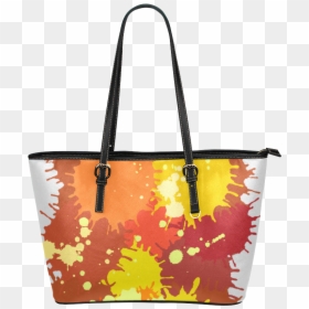 Summer Orange Yellow Splash Painting Leather Tote Bag/large - Shoulder Bag, HD Png Download - tote bag png