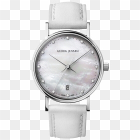 32 Mm, Quartz, White Mother Of Pearl Dial, Diamond - Georg Jensen Ladies Watches, HD Png Download - diamond watch png