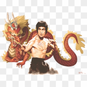 Bruce Lee With Dragon Background, HD Png Download - brock lesnar png