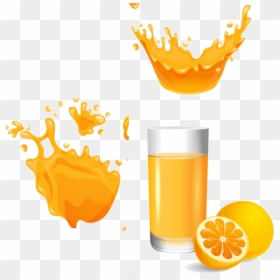 Orange Splash Vector, HD Png Download - juice glass png
