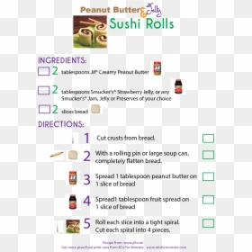 Peanut Butter And Jelly Sushi Rolls, Recipe Book And - Peanut Butter And Jelly Sushi, HD Png Download - peanut butter and jelly png