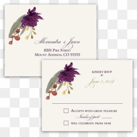 Floral Wedding Rsvp Postcard Purple Burgundy Flowers - African Daisy, HD Png Download - rsvp png