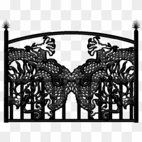 Dragon Wrought Iron Fence, HD Png Download - iron fence png