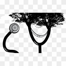Stethoscope Apple Banner Freeuse Techflourish Collections - Green Trees Silhouette Transparent, HD Png Download - apple silhouette png