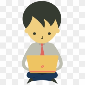 Transparent Businessman Clipart Png - Cartoon With Laptop Png, Png Download - laptop emoji png