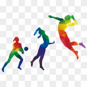 Sports Color Figures Clipart Image And Transparent - Colorful Volleyball Background Design, HD Png Download - sport clipart png