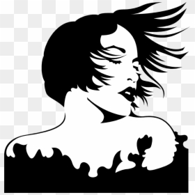 Wind Blowing People Around Cartoon - Silhouette Girl Hair Blowing In Wind, HD Png Download - wind clipart png