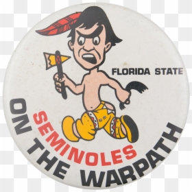 Seminoles On The Warpath Sports Button Museum - Cartoon, HD Png Download - florida state seminoles logo png