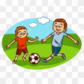 Soccer Photostock Vector Dad And Son Playing Football - Play Football Clipart, HD Png Download - png player