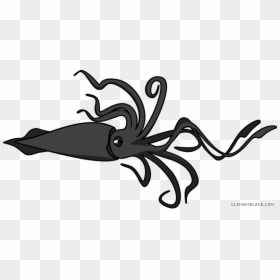 Transparent Butter Clipart Black And White - Squid Clipart Transparent, HD Png Download - giant squid png